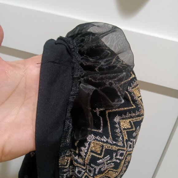 HALE BOB Black Embroidered Gold Silver Square Neck Grecian Peasant Blouse - Picture 9 of 10